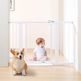 Ворота для собак Unipaws: прозорі, без свердління, ширина 74-109 см, для дверних прорізів та сходів, білий колір