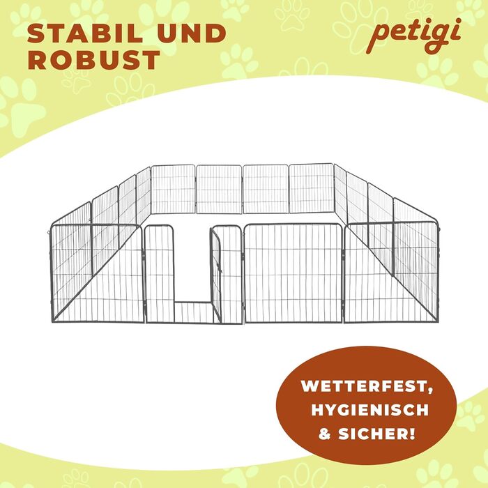 Клітка для цуценят Petigi, вольєр з порошковим покриттям, складаний, розмір комірки 47 мм, для використання в саду, 80x80 см