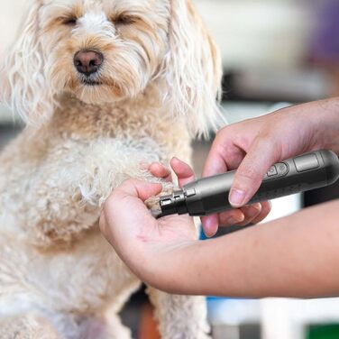 Електричний триммер для собак та котів, 5 швидкостей, акумуляторний, професійний, для догляду за кігтями, тихий, сірий