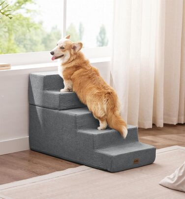 Сходи для домашніх тварин Made4Pets, п'ятиступінчасті, складані, з відділенням для зберігання, для ліжка, дивану, для котів і маленьких собак, допоміжна драбинка для літніх тварин