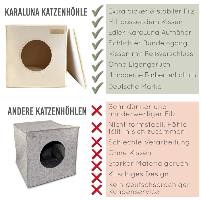 Будиночок для котів з фетру KaraLuna для полиці IKEA Kallax/Expedit, затишна лежанка для 2 котів або великих котів, кошик для сну, бежевий