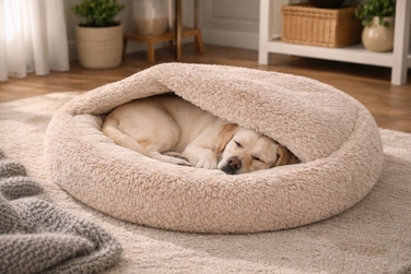 Лежанка-кокон 100 см для собак та котів – тепла, кругла. Shaggy / Boucle