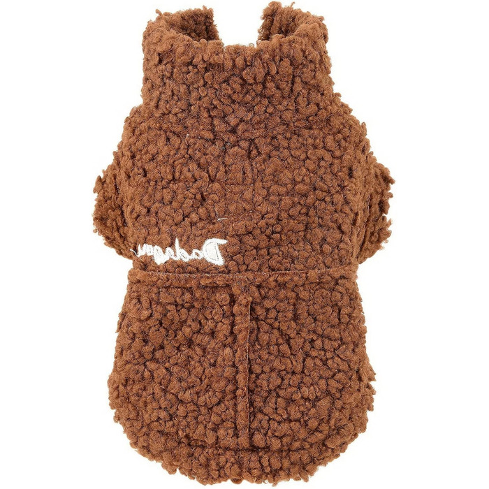 Теплий зимовий одяг для тварин з флісовою підкладкою: куртка для собак та котів, з кільцем для повідка, для чихуахуа, йоркширського тер'єра, коричневий (M)