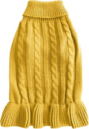 Светр для маленьких собак Chborchicen, в'язаний одяг для котів, теплий зимовий одяг для кошенят та цуценят, розмір XS, світло-блакитний (X-Small, сукня - жовтий)