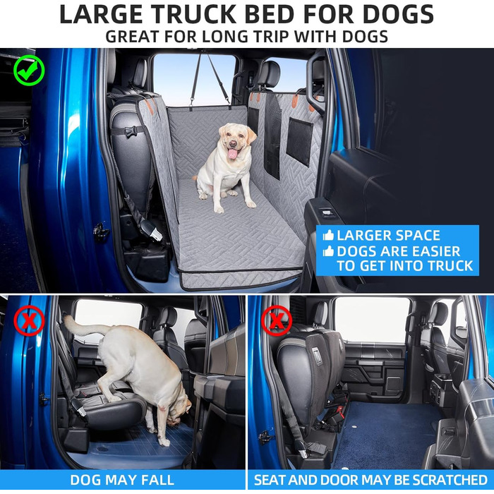 Чохол на сидіння автомобіля для собак ABE, для вантажівки, гамак для собак, чохол для домашніх тварин на заднє сидіння, подовжувач заднього сидіння для собак, сірий, F-серія (F150)