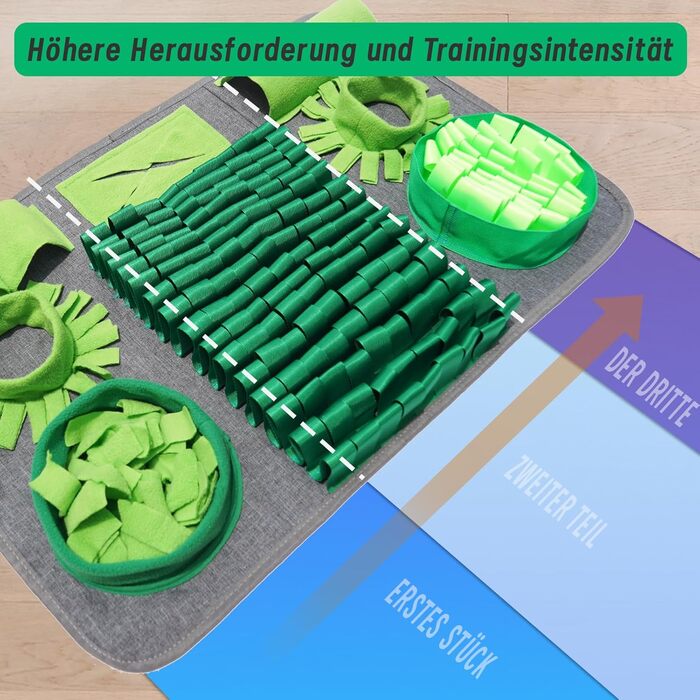 Килимок для собак HDOELGP Schnüffelteppich - інтерактивна іграшка-розвиваючий килимок для собак, зелений (44*66 см)