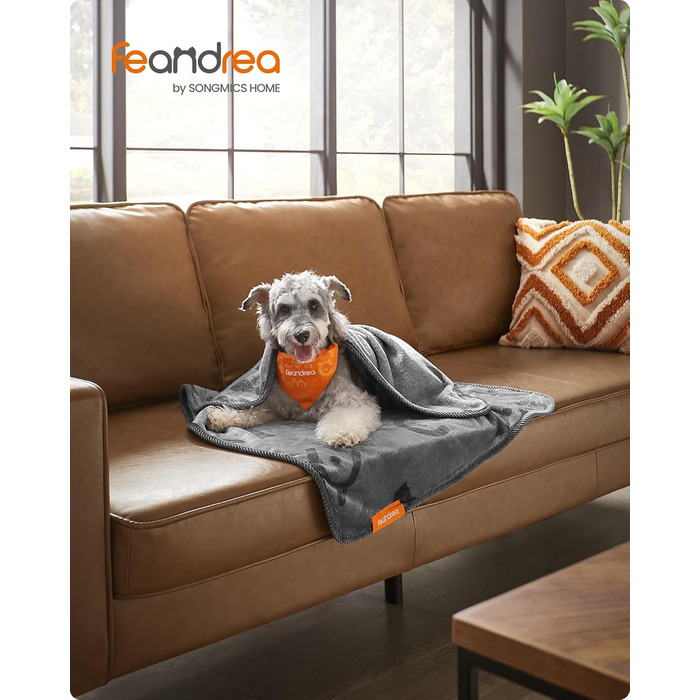 Набір з 3-х ковдр для собак Feandrea, 152 x 127 см, фланель, сірий, для великих і середніх собак, захист дивану