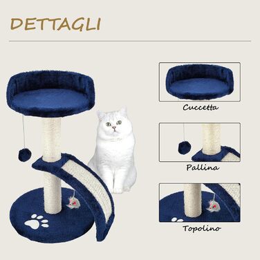 Дерев'яний кігтечка для котів Beltom® Kratzbaum, 54 см, блакитний