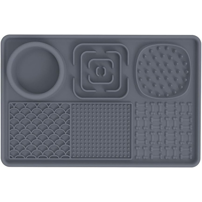 Килимок для собак та цуценят Leckmatten з присосками для повільного годування, купання та тренувань, зменшення тривоги, сірий