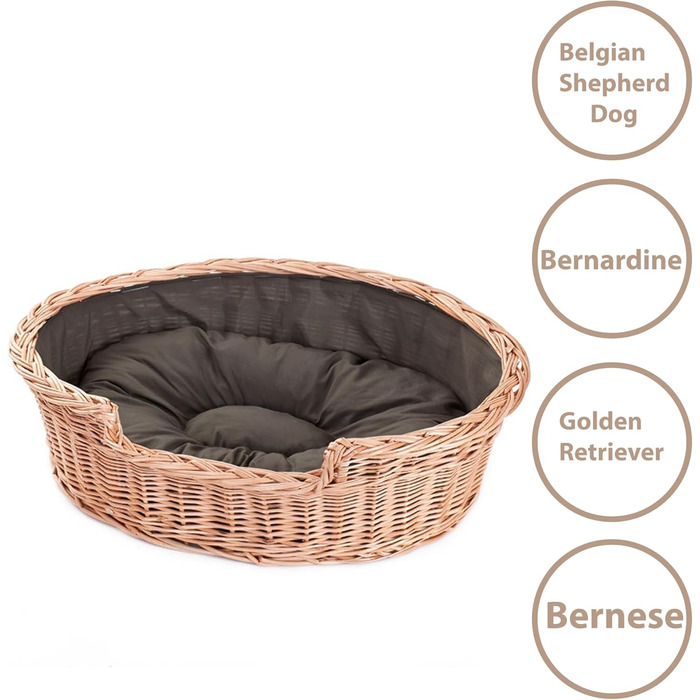 Корзина для собак та котів з плетеної лози, розмір Medium, натуральний колір