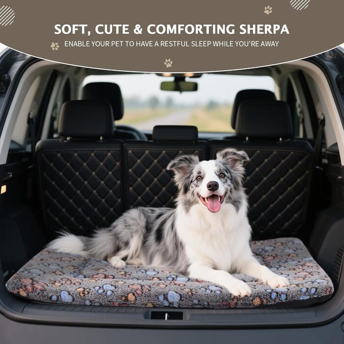 Ортопедичне ліжко для собак BVAGSS, миється, плюшеве, тепле, для собак маленьких, середніх та великих порід, XH083 (100x80 см, Колір: Кофе з лапками)