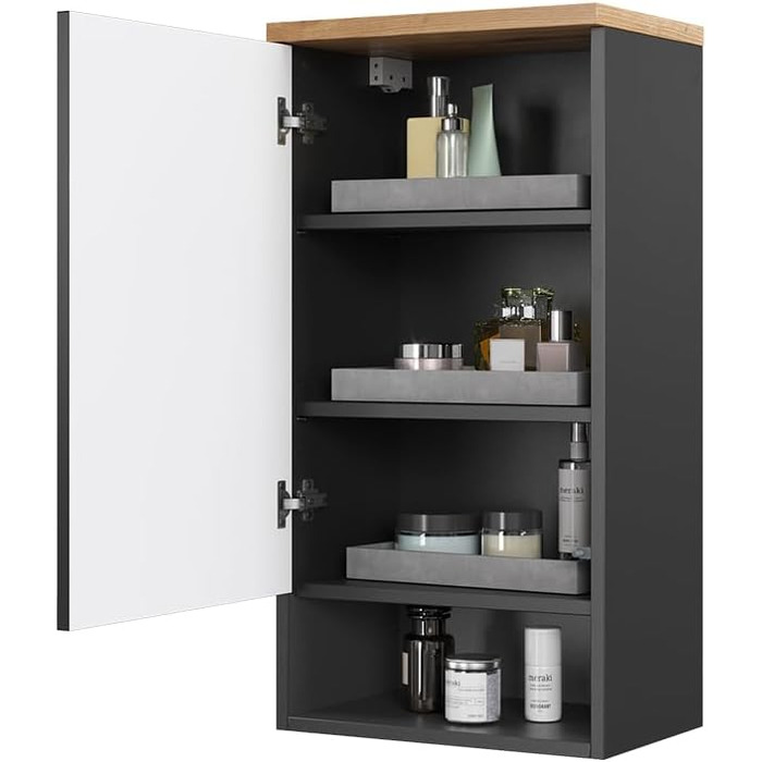 Шафа для ванної Vicco Eden, антрацит/дуб артісан, 40x77 см, меблі для ванної кімнати