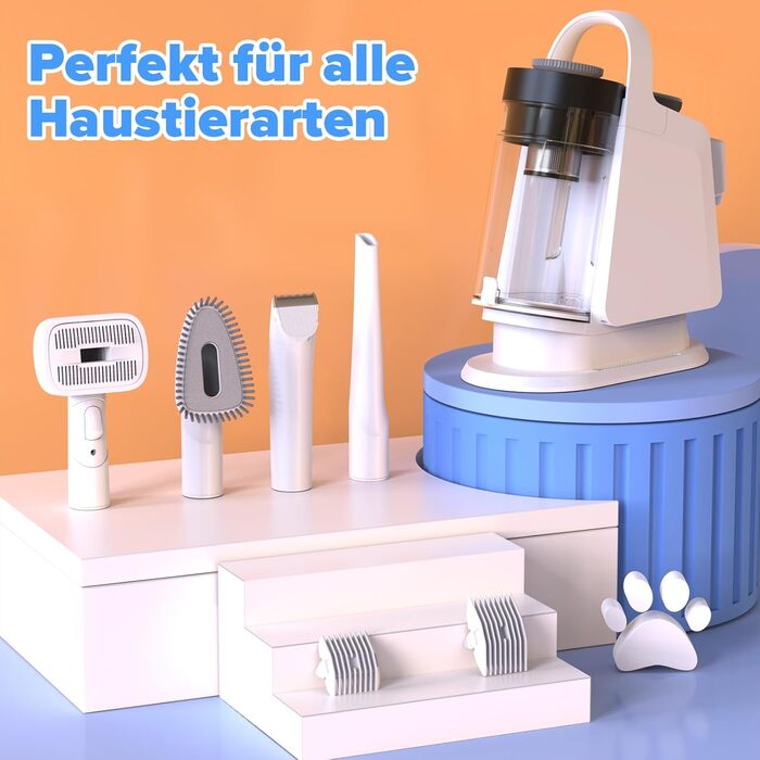 Машинка для стрижки собак зі вбудованим пилососом, 13000Pa, тиха, для собак та котів, 7 насадок, контейнер для сміття 2L