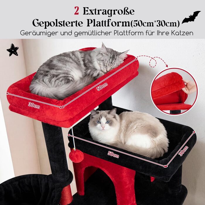 Комплекс для котів Globlazer XXL 204 см з платформою 50х30 см, 2 будиночки, 3 корзинки, сизаль, для 3-5 великих котів (Gotisch)