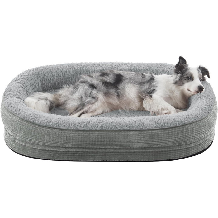 Ортопедичне ліжко для собак JOEJOY, диван для великих тварин, з піною з ефектом пам'яті, підтримує шию, розмір M (28'x 23'x 6.5'), сірий