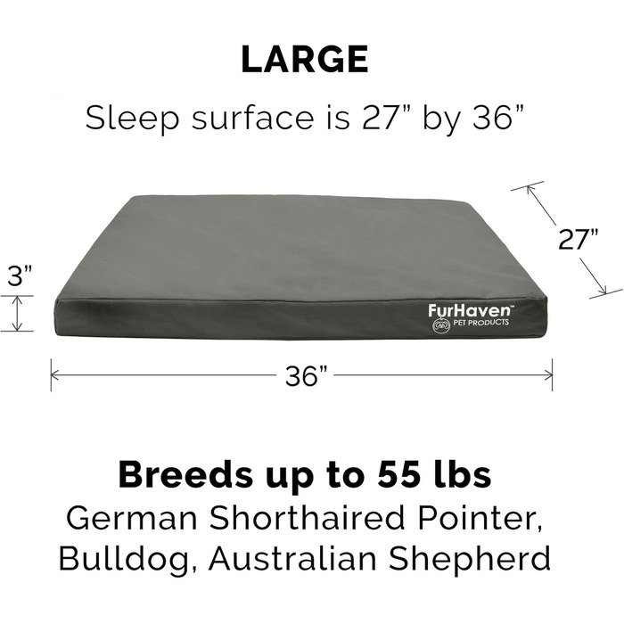 Гірчичне собаче ліжко Furhaven з охолоджуючим гелем, водовідштовхувальне, для собак середніх та великих порід (до 25 кг), знімний та пральний чохол, матеріал Oxford Polycanvas, розмір L (91 x 69 x 8 см)