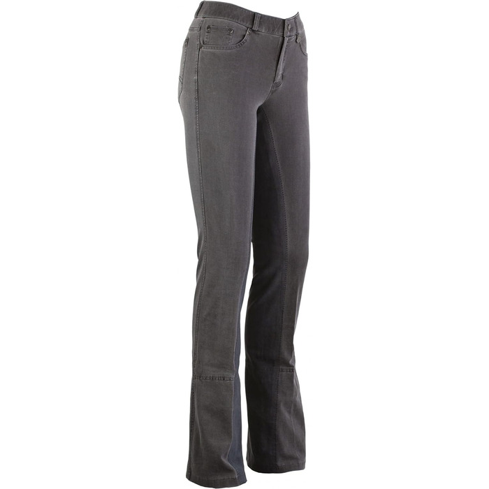 Лазура - жіночі рейтузи Джодхпур Діна | Джинсові рейтузи з повним обтиском | Дихаючі та еластичні рейтузи | Джинсові рейтузи з 2 кишенями | Рейтузи для верхової їзди в 3 кольорах | Розміри 36-46 (44, світло-сірий/асфальт)