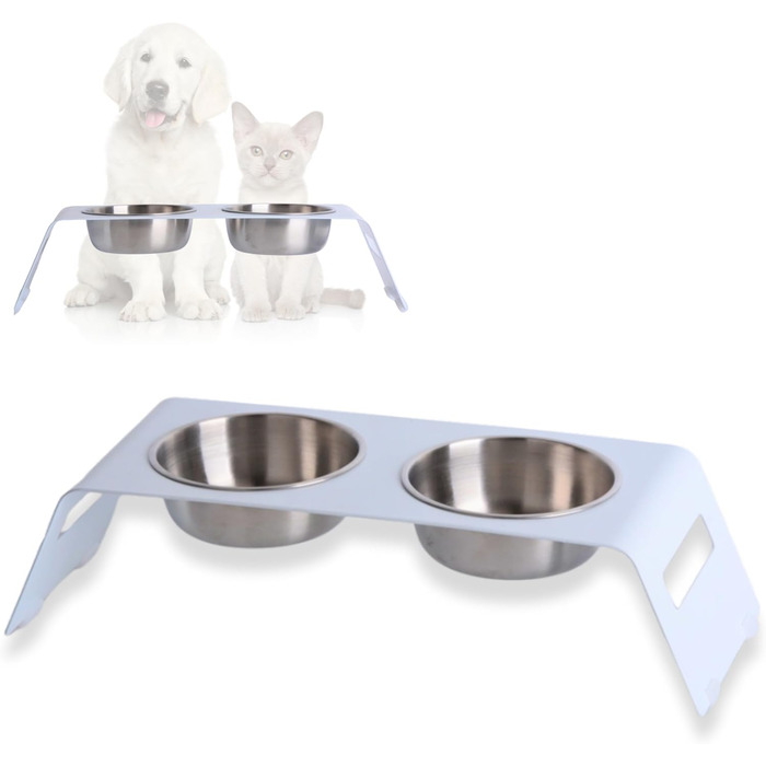Підвищена годівниця для котів PETLINUS: ергономічна миска з нержавіючої сталі та металу, для котів та маленьких собак