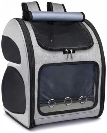 PETCUTE Рюкзак для собак і котів, дихаючий, знімний килимок, складаний, регульований, сірий