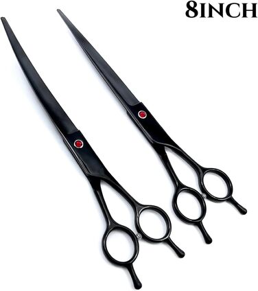 Набір професійних ножиць для собак 2 в 1: прямі та зігнуті. Підходить для собак, котів та інших тварин. (Колір: блакитний)