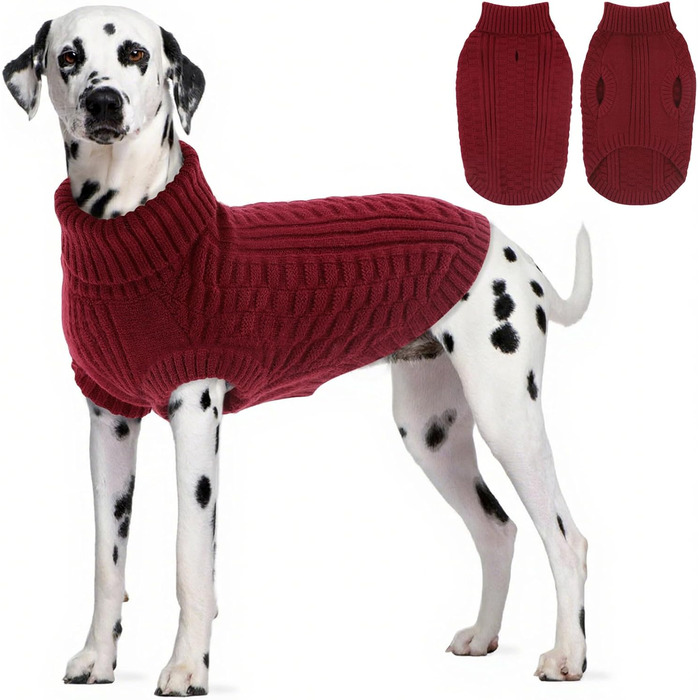 Світер для собак CITE TOILE Hundepullover – теплий флісовий светр з коміром-стійкою для маленьких та середніх собак (XXL, червоний)