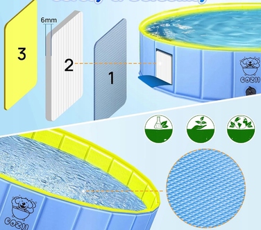 Складаний басейн для собак великого розміру, протиковзкий, для саду та двору (120x30 см)