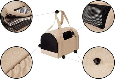 Транспортна сумка для собак та котів, сумка-переноска для тварин, Beige, 31x49x31 см, еко-лляна тканина