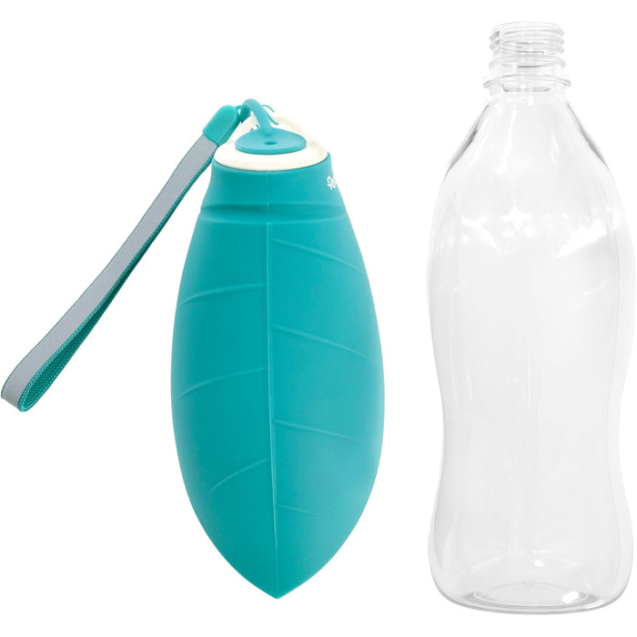 Водяний диспенсер Record з пляшкою - практичний та функціональний - силікон, 400 мл, 8 x 23 см, колір морської хвилі - для прогулянок та подорожей