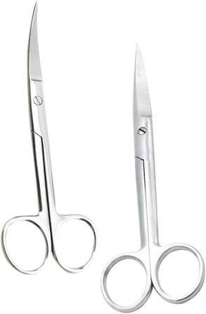 Набір з 2 професійних перукарських ножиць для тварин Ipetboom з нержавіючої сталі, круглий наконечник, для дому та салону, прямі та вигнуті кінчики
