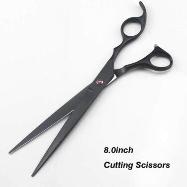 Набір професійних ножиць для грумінгу тварин QUNINE: ножиці для стрижки, гребінець, чорний колір, прямі та вигнуті леза