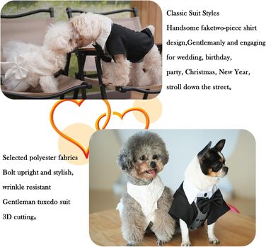 ЕлегантнийSmoking для собак: формальний костюм з краваткою для собак, весільний набір, костюм для цуценят, маленьких та середніх собак, котів. Розмір 3XL