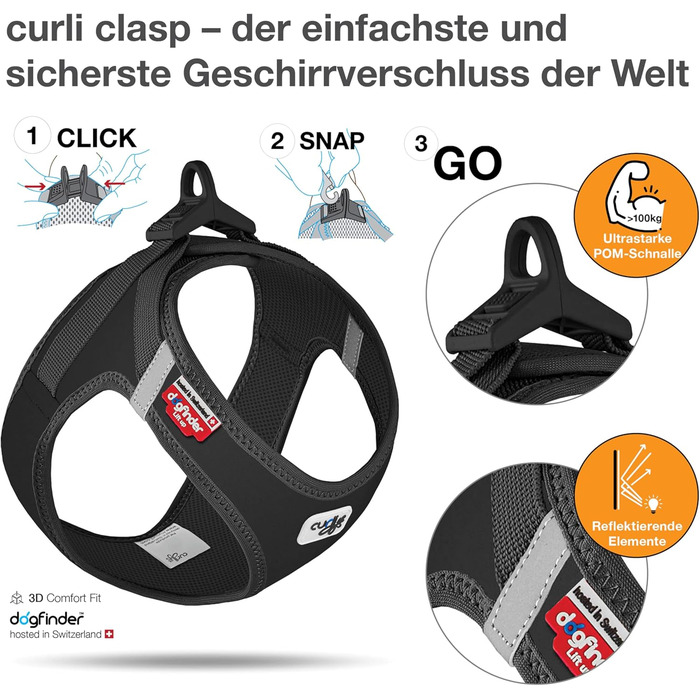 Шлейка-жилетка для собак curli Clasp Softshell чорна XL – м'яка, дихаюча, водовідштовхувальна