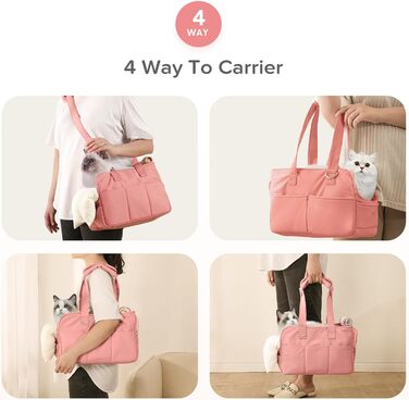 Трансформер для котів та собак, переноска для тварин, м'яка, складна, для маленьких та середніх котів, цуценят до 6,8 кг, миється, дихає, переноска для цуценят 16.5'L x 7.5'W x 12.5'H (15'L x 7'W x 10'H, рожева)
