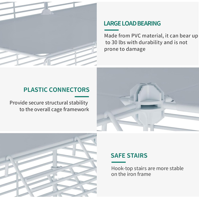 Клітка для котів YITAHOME для дому та вулиці, 2-ярусна, з металевим дротом, з 2 дверима та драбиною, 71x71x71 см, біла