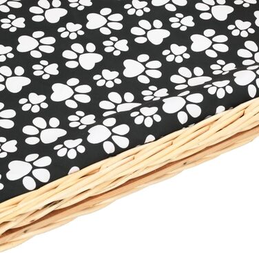 Корзина для собак VidaXL з подушкою, лежанка для тварин, корзина для домашніх улюбленців, місце для сну собаки, плетені корзини для собак, 50x33x30 см, натуральне дерево