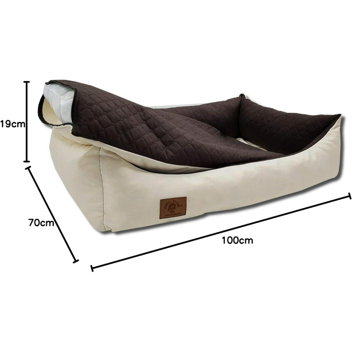 Ліжко для собак Odolplusz XXL - велике, м'яке, з можливістю прання | Розмір 100 x 70 x 19 см (Колір: Коричнево-бежевий)