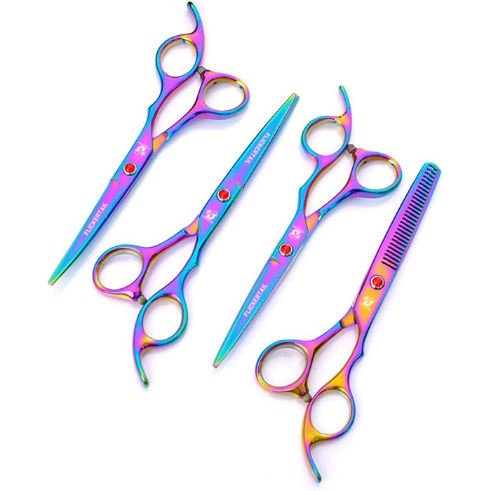 Набір професійних ножиць для грумінгу тварин 6.0 дюймів, з нержавіючої сталі, для салонів та дому, фіолетовий