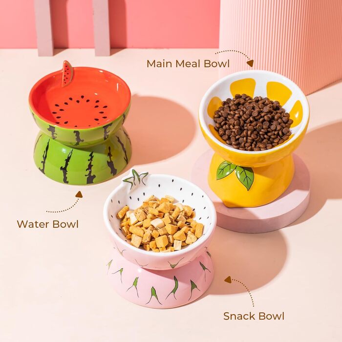 Котло propositions для котів TIGOADT, кераміка, піднята миска, рожевий колір, дизайн 