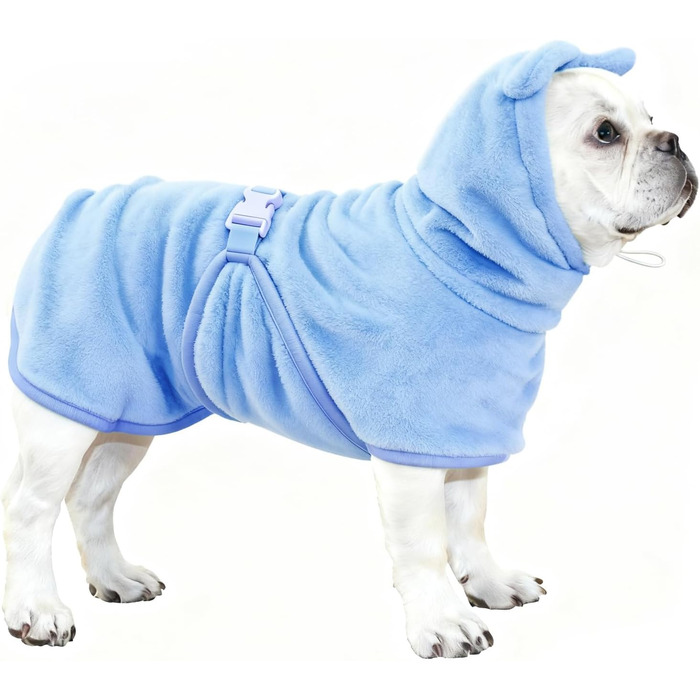 Рушник для собак Mosucoirl, халат для домашніх тварин з мікрофібри, швидковисихаючий, з капюшоном, бавовна (XS, блакитний)