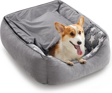 Крісло-будиночок для собак та котів, маленьке, знімний коврик, плюшеве, тепле, 53x50x17 см (66x55x21 см), сірий