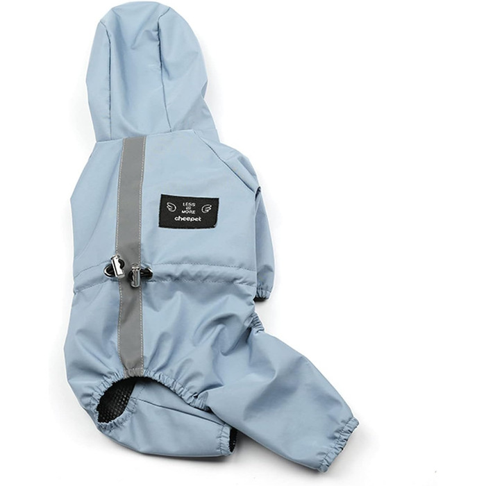 Водонепроникний дощовик для собак з капюшоном, для цуценят та собак середніх розмірів, з відбиваючими смугами, легкий дощовик XL блакитного кольору