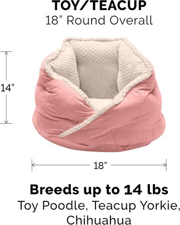 Ортопедичне ліжко для собак Furhaven, велике, кругле, знімний, пральний чохол, до 36,3 кг, Sherpa & Wildleder Snuggery, 111,8 см, ортопедична піна (Soft Pink, L 46 x B 46 x H 36 см, Calming Hug Nest)