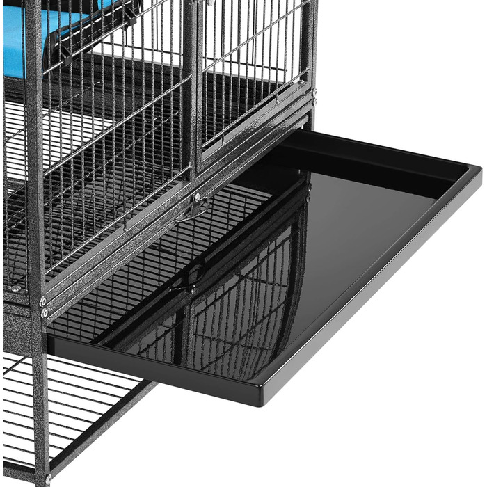 Yaheetech клітка для дрібних тварин, металевий вольєр для гризунів, кроликів, з 4 колесами, 2 знімні платформи та сходи, білий