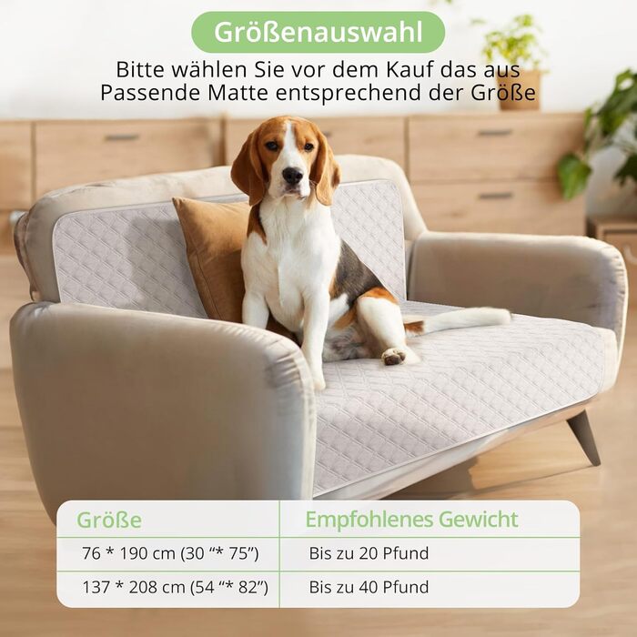 Водонепроникний коврик для собак, 137 x 208 см, килимок для домашніх тварин, ковдра для собак, неслизький, міцний, багаторазовий, можна прати в пральній машині, захист для дивану, ліжка, автокрісла, темно-сірий (Бежевий, S (76x190 см))