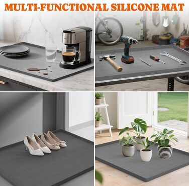 Килимок для котячого туалету з силікону, 86.4 x 55.9 см, вологостійкий, неслизький, сірий