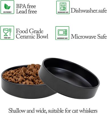 Котловий набір з кераміки для котів та кошенят (чорний), 15 x 4 см