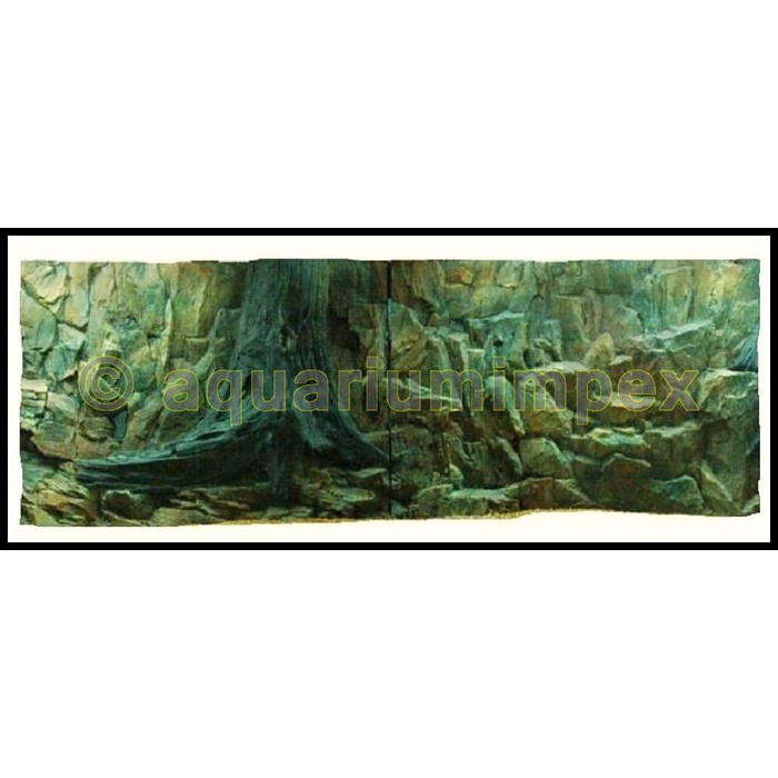 3D фон для акваріума 150x50 см, скеля з коренем, 2 частини