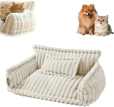 Ортопедичний лежак для котів та собак, лежанка для собак, миється, стійка до подряпин, нековзна основа, для великих, середніх та маленьких собак та котів (білий, M)