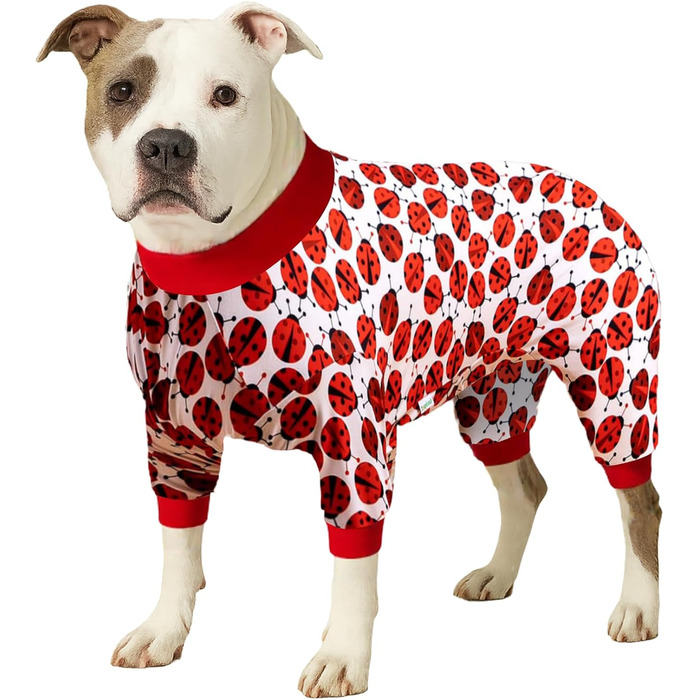 Піжама для великих собак LovinPet, рожевий принт, розмір M (Medium, White Red)