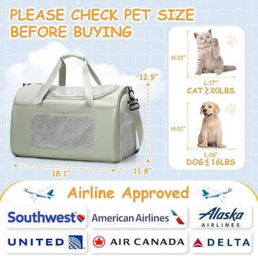 Транспортна переноска для котів та собак великих порід, 13 кг, 53x36x34 см, зелена